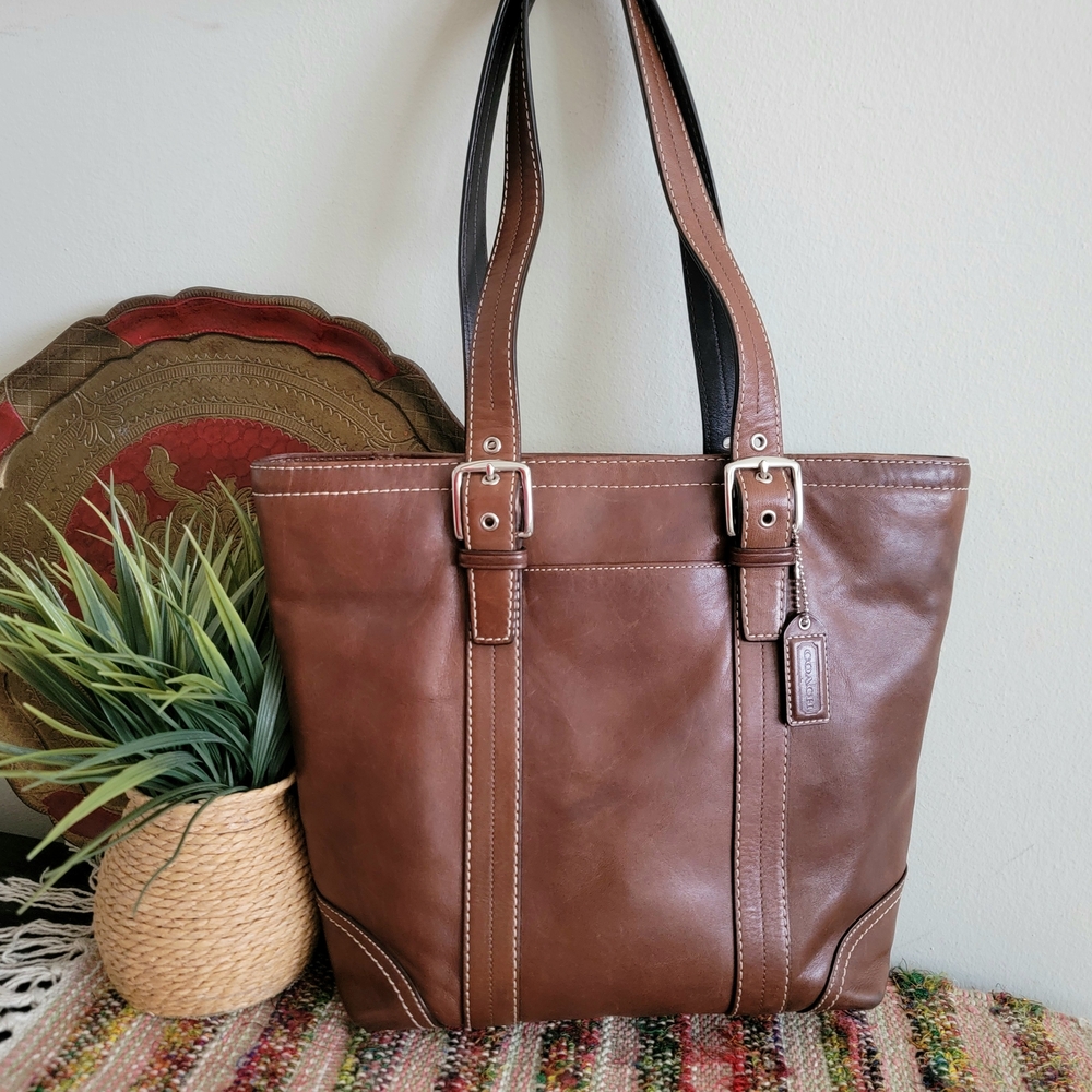 Coach Brown Leather Tote Bag Vintage Purse Boho